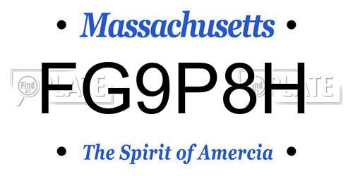 FG9P8H Massachusetts License Plate