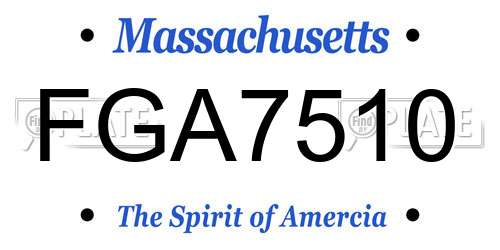 FGA7510 Massachusetts License Plate