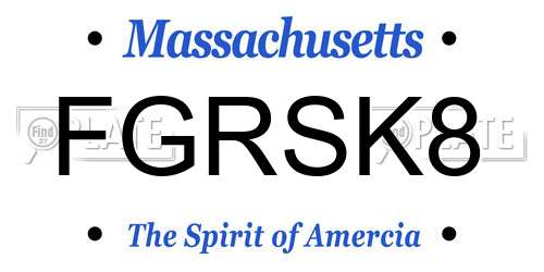FGRSK8 Massachusetts License Plate