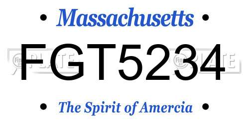 FGT5234 Massachusetts License Plate