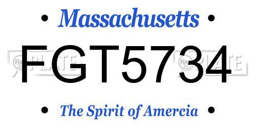 FGT5734 Massachusetts License Plate