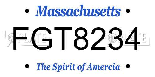 FGT8234 Massachusetts License Plate
