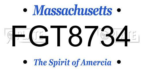 FGT8734 Massachusetts License Plate