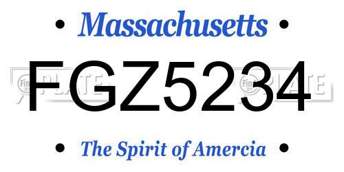 FGZ5234 Massachusetts License Plate