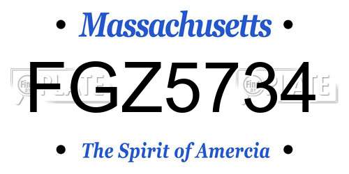 FGZ5734 Massachusetts License Plate