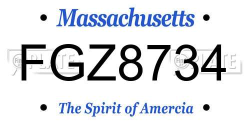 FGZ8734 Massachusetts License Plate