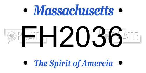 FH2036 Massachusetts License Plate