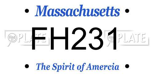 FH231 Massachusetts License Plate