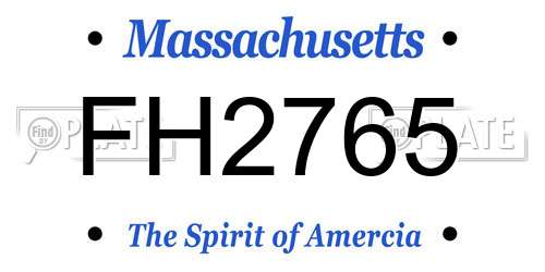 FH2765 Massachusetts License Plate