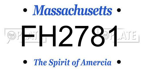 FH2781 Massachusetts License Plate