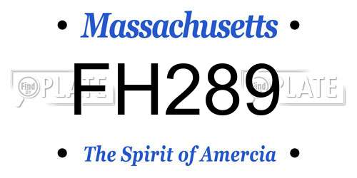 FH289 Massachusetts License Plate