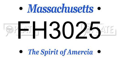 FH3025 Massachusetts License Plate