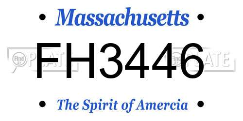 FH3446 Massachusetts License Plate