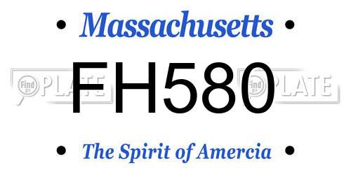 FH580 Massachusetts License Plate