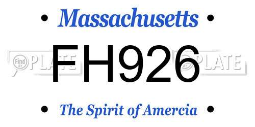 FH926 Massachusetts License Plate