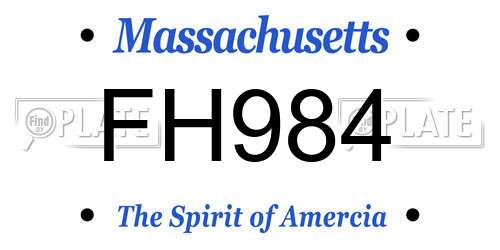 FH984 Massachusetts License Plate