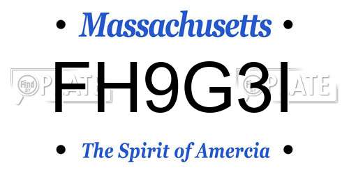 FH9G3I Massachusetts License Plate