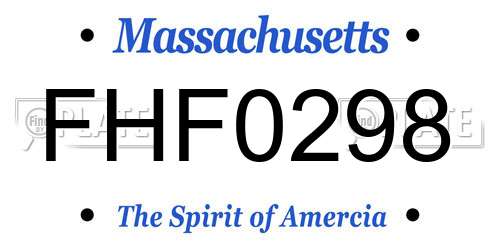 FHF0298 Massachusetts License Plate
