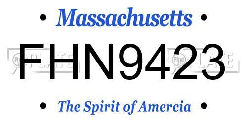 FHN9423 Massachusetts License Plate