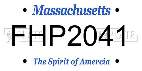 FHP2041 Massachusetts License Plate