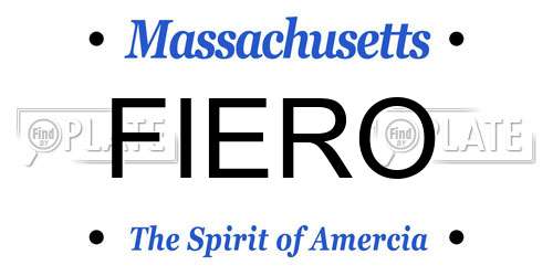 FIERO Massachusetts License Plate