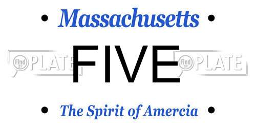 FIVE Massachusetts License Plate