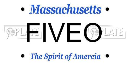 FIVEO Massachusetts License Plate