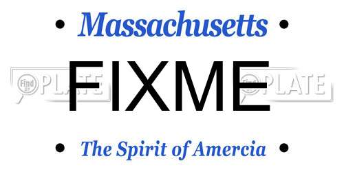 FIXME Massachusetts License Plate