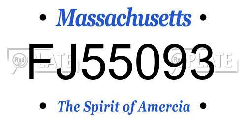 FJ55093 Massachusetts License Plate