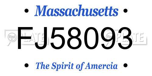 FJ58093 Massachusetts License Plate