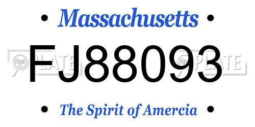 FJ88093 Massachusetts License Plate