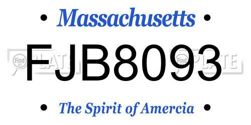 FJB8093 Massachusetts License Plate