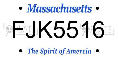 FJK5516 Massachusetts License Plate