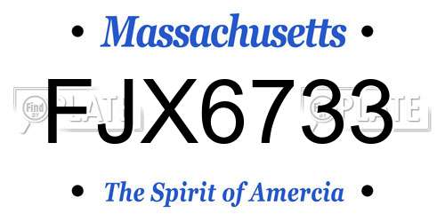 FJX6733 Massachusetts License Plate