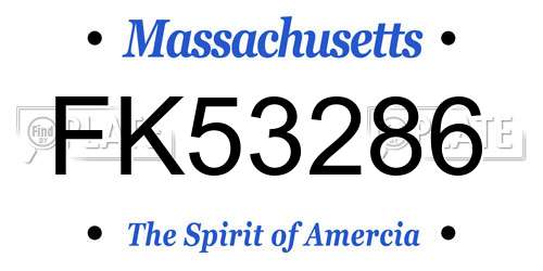 FK53286 Massachusetts License Plate