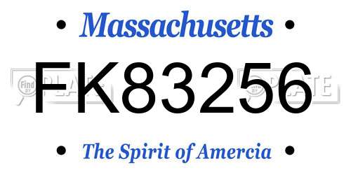FK83256 Massachusetts License Plate