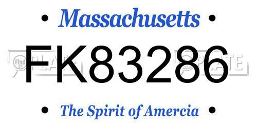 FK83286 Massachusetts License Plate