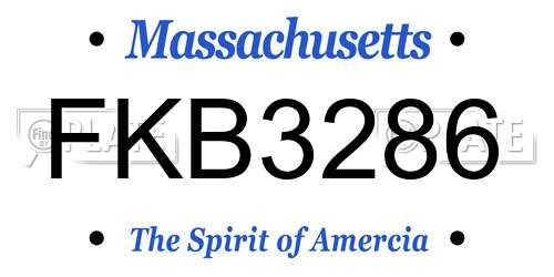 FKB3286 Massachusetts License Plate
