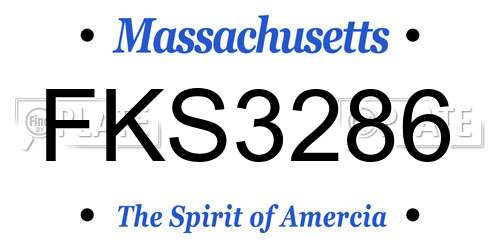 FKS3286 Massachusetts License Plate