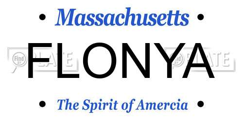 FLONYA Massachusetts License Plate