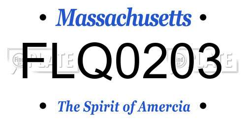 FLQ0203 Massachusetts License Plate