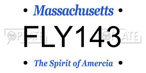 FLY143 Massachusetts License Plate
