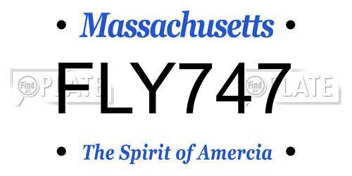 FLY747 Massachusetts License Plate