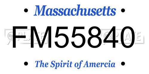 FM55840 Massachusetts License Plate