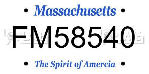FM58540 Massachusetts License Plate