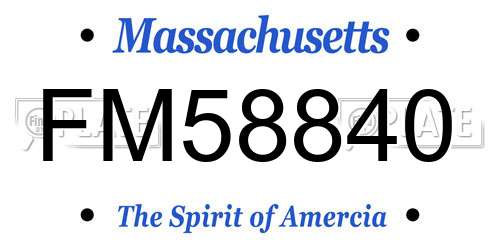 FM58840 Massachusetts License Plate