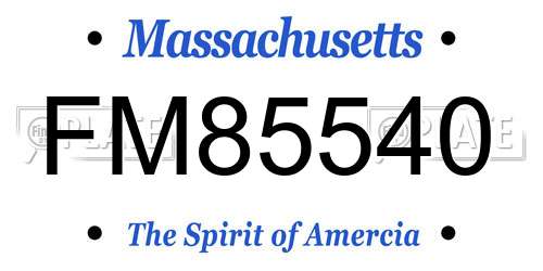 FM85540 Massachusetts License Plate