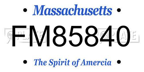FM85840 Massachusetts License Plate