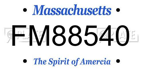 FM88540 Massachusetts License Plate