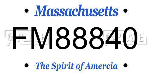 FM88840 Massachusetts License Plate